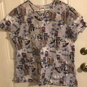 Winter animal Scrub Top